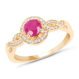 0.68 ct. Genuine Ruby and White Diamond 14K Yellow Gold Ring