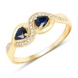 0.47 ct. Genuine Blue Sapphire and White Diamond 14K Yellow Gold Ring