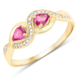 0.47 ct Genuine Ruby and White Diamond 14K Yellow Gold Ring