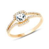 0.61 Carat Genuine Aquamarine and White Diamond 14K Yellow Gold Ring