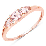 0.52 Carat Genuine Morganite and White Diamond 14K Rose Gold Ring