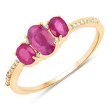 1.02 ct Genuine Ruby and White Diamond 14K Yellow Gold Ring