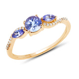 0.70 ct. Genuine Tanzanite and White Diamond 14K Yellow Gold Ring for women