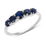 1.05 Carat Genuine Blue Sapphire and White Diamond 14K White Gold Ring