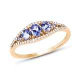 0.56 ct. Genuine Tanzanite and White Diamond 14K Yellow Gold Ring