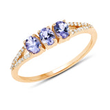 0.59 ct. Genuine Tanzanite and White Diamond 14K Yellow Gold Ring