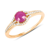 0.68 ct. Genuine Ruby and White Diamond 14K Yellow Gold Ring