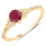 0.60 ct Genuine Ruby and White Diamond 14K Yellow Gold Ring