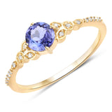 0.52 ct. Genuine Tanzanite and White Diamond 14K Yellow Gold Ring