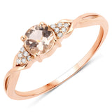 0.45 ct Genuine Morganite and White Diamond 14K Rose Gold Ring for women