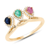0.68 Carat Genuine Multi Stone 14K Yellow Gold Ring