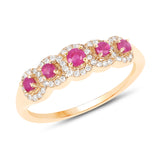0.45 ct. Genuine Ruby and White Diamond 14K Yellow Gold Ring