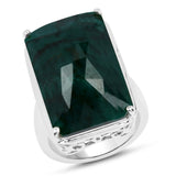 21.00 Carat Dyed Emerald .925 Sterling Silver Ring