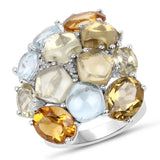 15.57 Carat Genuine Multi Stone .925 Sterling Silver Ring