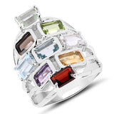 4.73 Carat Genuine Multi Stone .925 Sterling Silver Ring