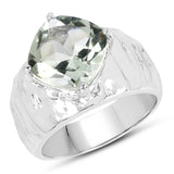 3.50 Carat Genuine Green Amethyst .925 Sterling Silver Ring