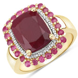 5.84 Carat Dyed Ruby and Ruby .925 Sterling Silver Ring