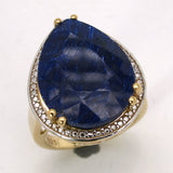 15.00 Carat Dyed Sapphire .925 Sterling Silver Ring
