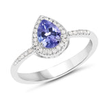0.75 Carat Genuine Tanzanite and White Diamond .925 Sterling Silver Ring