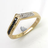 0.35 Carat Genuine Black Sapphire and White Topaz .925 Sterling Silver Ring