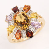 3.60 Carat Genuine Multi Stones .925 Sterling Silver Ring
