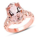 5.30 Carat Genuine Morganite 14K Rose Gold Ring