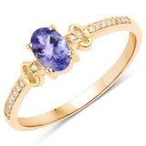 0.49 Carat Genuine Tanzanite and White Diamond 14K Yellow Gold Ring
