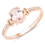 0.75 Carat Genuine Morganite and White Diamond 14K Rose Gold Ring