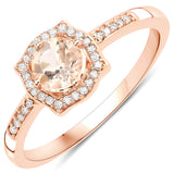 0.50 Carat Genuine Morganite and White Diamond 14K Rose Gold Ring