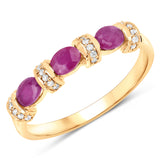 0.73 ct Genuine Ruby and White Diamond 14K Yellow Gold Ring