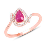0.61 Carat Genuine Ruby and White Diamond 14K Rose Gold Ring