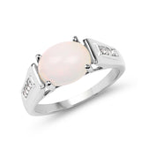 1.73 Carat Genuine Ethiopian Opal and White Topaz .925 Sterling Silver Ring