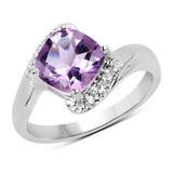 1.84 ct. Genuine Amethyst and White Topaz .925 Sterling Silver Ring