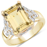 4.60 Carat Genuine Lemon Quartz and White Topaz .925 Sterling Silver Ring