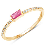 0.23 Carat Genuine Ruby and White Diamond 10K Yellow Gold Ring