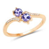0.51 ct. Genuine Tanzanite and White Diamond 14K Yellow Gold Ring