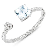 0.52 Carat Genuine Aquamarine and White Diamond 14K White Gold Ring