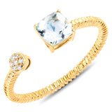 0.52 Carat Genuine Aquamarine and White Diamond 14K Yellow Gold Ring