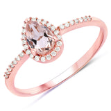 0.47 Carat Genuine Morganite and White Diamond 14K Rose Gold Ring