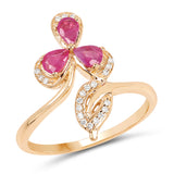 0.66 ct. Genuine Ruby and White Diamond 14K Yellow Gold Ring