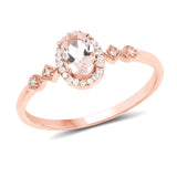 0.50 ct. Genuine Morganite and White Diamond 14K Rose Gold Ring