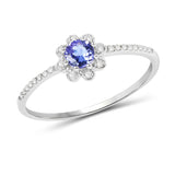 0.30 ct. Genuine Tanzanite and White Diamond 14K White Gold Ring