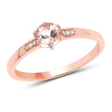 0.43 Carat Genuine Morganite and White Diamond 14K Rose Gold Ring