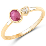 0.32 Carat Genuine Ruby and White Diamond 14K Yellow Gold Ring