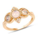 0.62 Carat Genuine Ethiopian Opal and White Diamond 14K Yellow Gold Ring