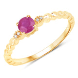 0.31 ct. Genuine Ruby and White Diamond 14K Yellow Gold Ring