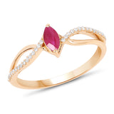 0.30 ct. Genuine Ruby and White Diamond 14K Yellow Gold Ring for women