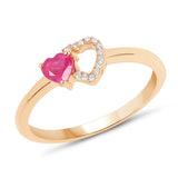 0.31 ct. Genuine Ruby and White Diamond 14K Yellow Gold Ring for women