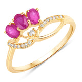 0.71 ct Genuine Ruby and White Diamond 14K Yellow Gold Ring