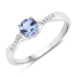 0.51 ct Genuine Tanzanite & White Diamond 14K White Gold Ring for women